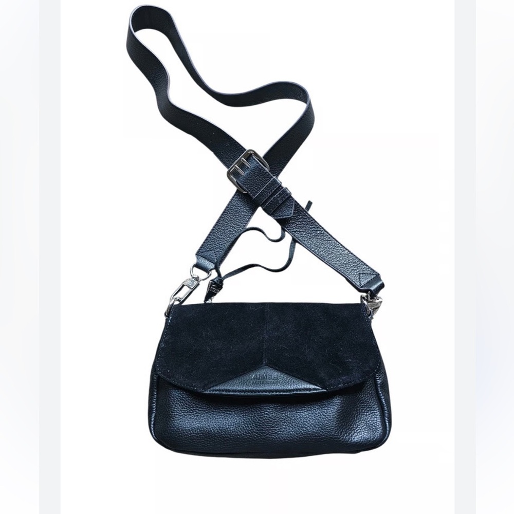 Aimee Kestenberg Black Leather and Suede Crossbody Bag